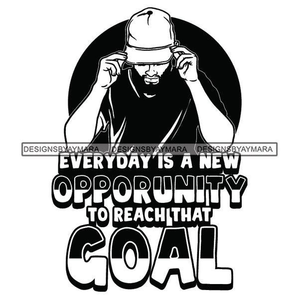 Sexy Black Man Hustle Quote Baseball Cap Short Sleeve T-Shirt Fashion Style B/W SVG JPG PNG Vector Clipart Cricut Silhouette Cut Cutting