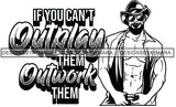 Sexy Black Man Hustle Quote Open Shirt Sunglasses Cowboy Hat Style B/W SVG JPG PNG Vector Clipart Cricut Silhouette Cut Cutting