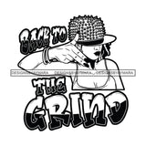 Sassy Afro Woman Hustle Money Quote Gangsta Woman Stud Spike Hat Style B/W SVG JPG PNG Vector Clipart Cricut Silhouette Cut Cutting