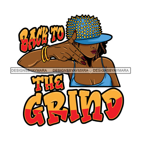 Sassy Afro Woman Hustle Money Quote Gangsta Woman Stud Spike Hat Style SVG JPG PNG Vector Clipart Cricut Silhouette Cut Cutting