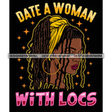 Pretty Afro Woman Jamaican Pride Love Locs Hairstyle Black Background SVG JPG PNG Vector Clipart Cricut Silhouette Cut Cutting