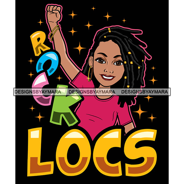 Pretty Afro Woman Proud Jamaican Love Locs Hairstyle Black Background SVG JPG PNG Vector Clipart Cricut Silhouette Cut Cutting