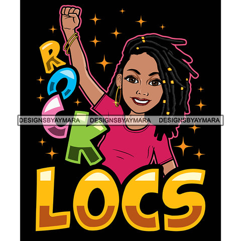 Pretty Afro Woman Proud Jamaican Love Locs Hairstyle Black Background SVG JPG PNG Vector Clipart Cricut Silhouette Cut Cutting