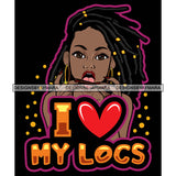 Pretty Afro Woman Rasta Rastafarian Love Locs Hairstyle Black Background SVG JPG PNG Vector Clipart Cricut Silhouette Cut Cutting