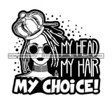 Pretty Afro Woman Crowned Sunglasses Love Locs Hairstyle Banner illustration B/W SVG JPG PNG Vector Clipart Cricut Silhouette Cut Cutting