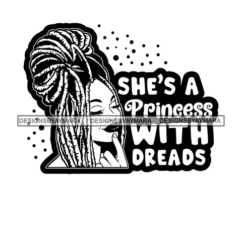 Pretty Afro Woman Elegant Proud Love Locs Hairstyle Banner Illustration B/W SVG JPG PNG Vector Clipart Cricut Silhouette Cut Cutting