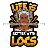 Pretty Afro Woman Gray Hair Headband Love Locs Hairstyle White Background SVG JPG PNG Vector Clipart Cricut Silhouette Cut Cutting