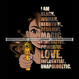 Black Diva Half Face Empowering Quotes I Am Brave Black Background SVG JPG PNG Vector Clipart Cricut Silhouette Cut Cutting