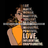 Black Diva Half Face Empowering Quotes I Am Important Black Background SVG JPG PNG Vector Clipart Cricut Silhouette Cut Cutting