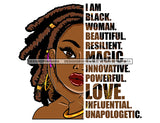 Black Diva Half Face Empowering Quotes I Am Helpful White Background SVG JPG PNG Vector Clipart Cricut Silhouette Cut Cutting