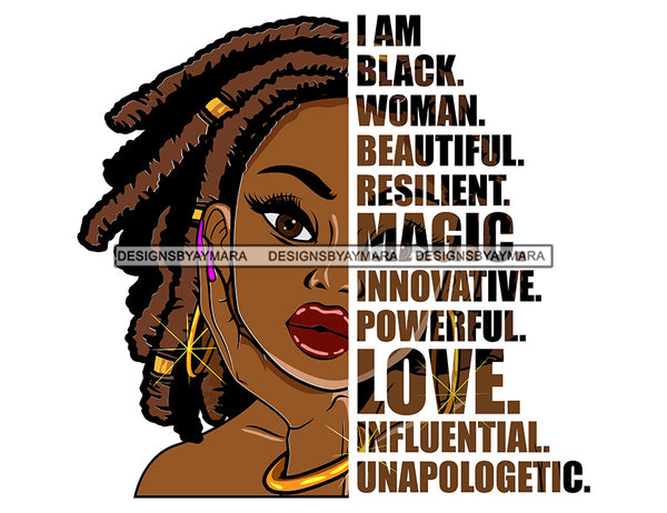 Black Diva Half Face Empowering Quotes I Am Helpful White Background SVG JPG PNG Vector Clipart Cricut Silhouette Cut Cutting