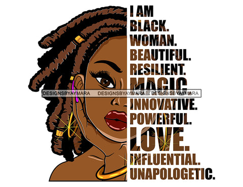 Black Diva Half Face Empowering Quotes I Am Helpful White Background SVG JPG PNG Vector Clipart Cricut Silhouette Cut Cutting