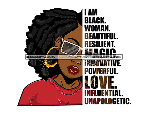 Black Diva Half Face Empowering Quotes I Am Precious White Background SVG JPG PNG Vector Clipart Cricut Silhouette Cut Cutting