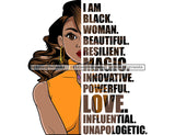 Black Diva Half Face Empowering Quotes I Am Important White Background SVG JPG PNG Vector Clipart Cricut Silhouette Cut Cutting