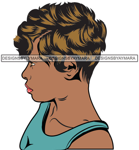 Black Woman Short Haircut Teal Tank Top Side View Clipart Graphic  Skillz JPG PNG  Clipart Cricut Silhouette Cut Cutting