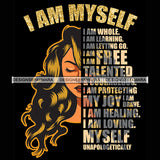 Black Diva Half Face Empowering Quotes I Am Capable Black Background SVG JPG PNG Vector Clipart Cricut Silhouette Cut Cutting