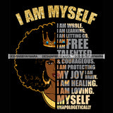 Black Diva Half Face Empowering Quotes I Am Powerful Black Background SVG JPG PNG Vector Clipart Cricut Silhouette Cut Cutting