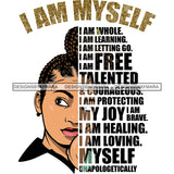 Black Diva Half Face Empowering Quotes I Am Wise White Background SVG JPG PNG Vector Clipart Cricut Silhouette Cut Cutting