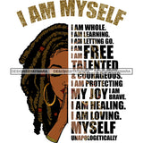 Black Diva Half Face Empowering Quotes I Am Blessed White Background SVG JPG PNG Vector Clipart Cricut Silhouette Cut Cutting