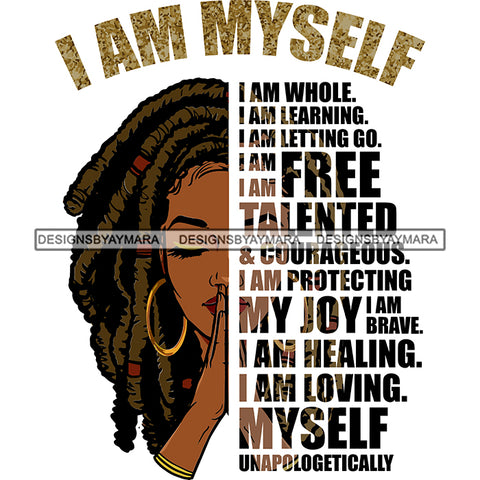 Black Diva Half Face Empowering Quotes I Am Blessed White Background SVG JPG PNG Vector Clipart Cricut Silhouette Cut Cutting