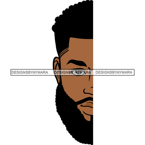 African American Man Side Face Design Element One Eyes Attitude Man Face Design Element White Background SVG JPG PNG Vector Clipart Cricut Silhouette Cut Cutting