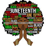 Juneteenth Afro Woman Praying June 19 Quotes Emancipation Freedom Holiday SVG Vector Cut Files