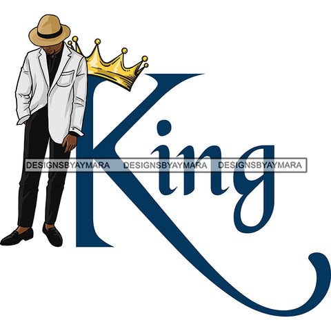 Sexy Black Man King Crown Confident Sophisticated Elegant Fashion Style SVG JPG PNG Vector Clipart Cricut Silhouette Cut Cutting