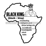 Black King Quote African Continent Map Afro Sexy Man Beard Mustache B/W SVG JPG PNG Vector Clipart Cricut Silhouette Cut Cutting