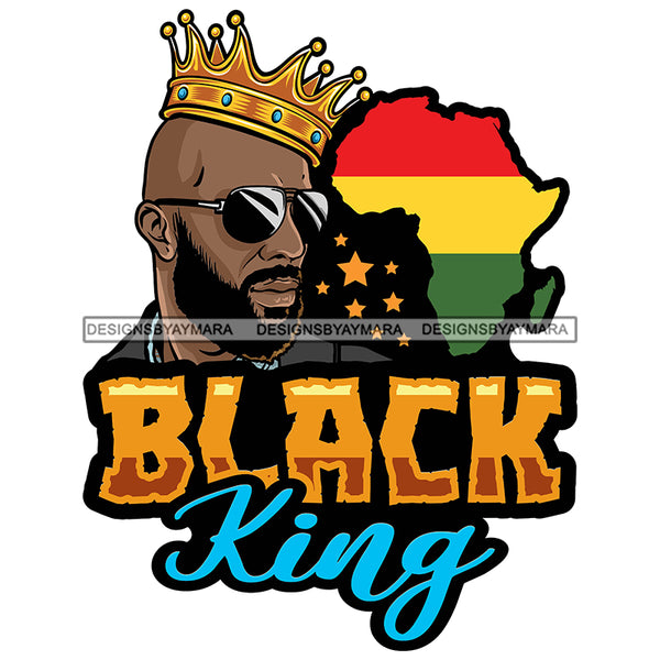 Black King Quote Afro Sexy Man Beard Mustache Side View SVG JPG PNG Vector Clipart Cricut Silhouette Cut Cutting