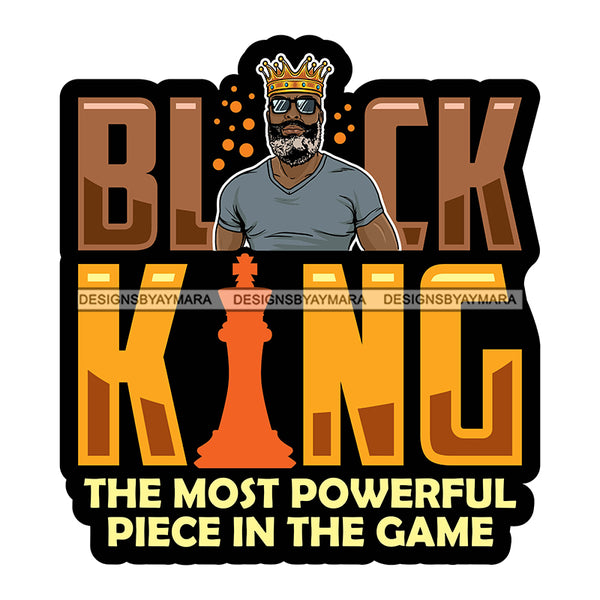 Black King Quote Afro Sexy Man Beard Mustache Crown SVG JPG PNG Vector Clipart Cricut Silhouette Cut Cutting