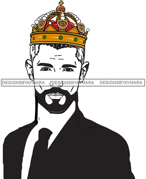 Jeweled Crown On White Man In Suit JPG PNG  Clipart Cricut Silhouette Cut Cutting