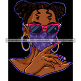 Black Woman Wearing Purple Flower Mask Mask Up JPG PNG  Clipart Cricut Silhouette Cut Cutting