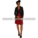 Black Woman Standing In Dress And Jacket Purse JPG PNG  Clipart Cricut Silhouette Cut Cutting