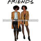 Friends 2 Black Women Friends Besties  JPG PNG  Clipart Cricut Silhouette Cut Cutting