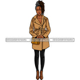 Black Woman Lady Stepping Out In Coat And Leggings Boots JPG PNG  Clipart Cricut Silhouette Cut Cutting