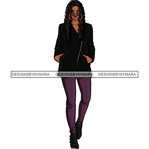 Black Woman Lady Stepping Out Skinny Jeans Long Hair JPG PNG  Clipart Cricut Silhouette Cut Cutting