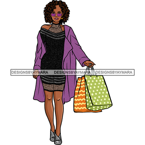 Black Woman  Stepping Diva Out Shopping In Dress JPG PNG  Clipart Cricut Silhouette Cut Cutting