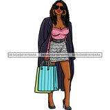 Black Woman  Stepping Diva Out Shopping In Skirt And Top JPG PNG  Clipart Cricut Silhouette Cut Cutting