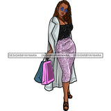 Black Woman Stepping Diva Out Shopping In Skirt And Top Twist Hair JPG PNG  Clipart Cricut Silhouette Cut Cutting