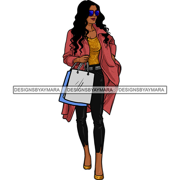 Black Woman Stepping Diva Out Shopping In Skinny Jeans And Top JPG PNG  Clipart Cricut Silhouette Cut Cutting