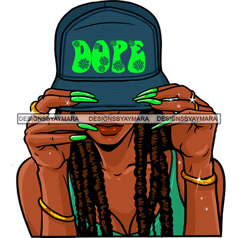 Black Woman Wearing Dope Cap Hat Locs JPG PNG  Clipart Cricut Silhouette Cut Cutting