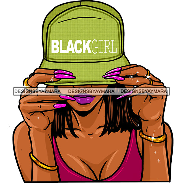 Black Woman Wearing Black Girl Cap Green Hat JPG PNG  Clipart Cricut Silhouette Cut Cutting