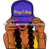 Black Woman Afro Wearing Pray and Slay Cap  Hat JPG PNG  Clipart Cricut Silhouette Cut Cutting
