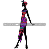 Black Silhouette Of Woman Wearing African Print Dress And Headwrap  JPG PNG  Clipart Cricut Silhouette Cut Cutting