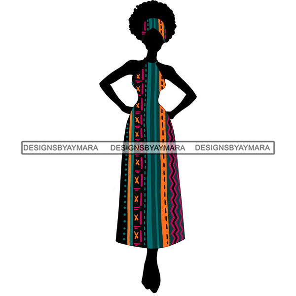 Black Silhouette Of  Woman WearingAfrican Print And Afro Headwrap  JPG PNG  Clipart Cricut Silhouette Cut Cutting