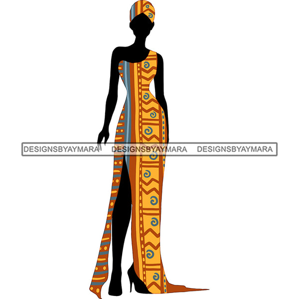 Black Silhouette Of  Woman Wearing African Print And Afro Turban Headwrap  JPG PNG  Clipart Cricut Silhouette Cut Cutting