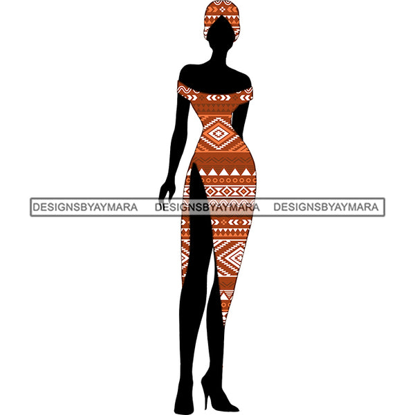 Black Silhouette Of  Woman Wearing  African Print And Afro Turban Headwrap  JPG PNG  Clipart Cricut Silhouette Cut Cutting