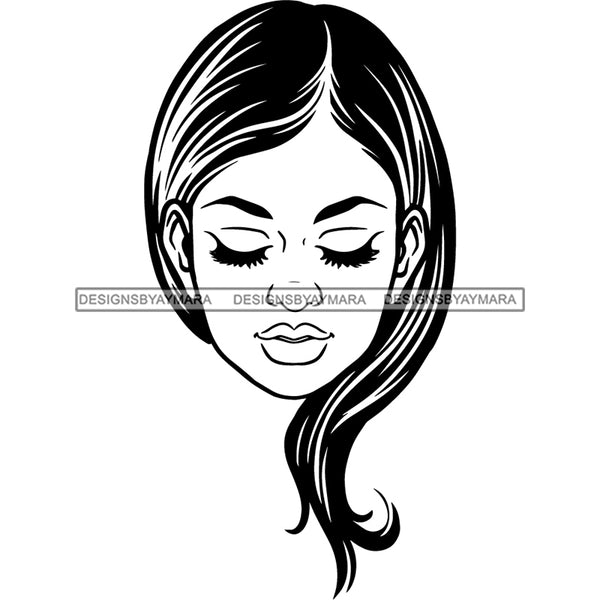 Afro Black Woman Portrait Nubian Ebony B/W SVG JPG PNG Vector Clipart Cricut Silhouette Cut Cutting