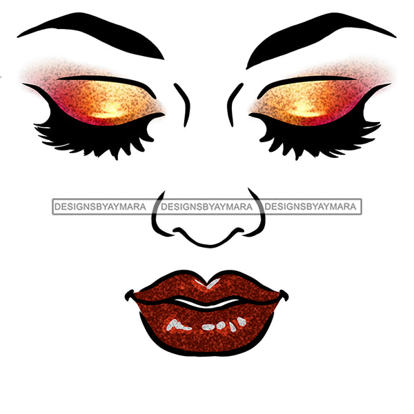 Black Woman's Face Only Eyes Closed Red Lips JPG PNG  Clipart Cricut Silhouette Cut Cutting