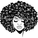 Afro Black Woman Portrait Nubian Ebony B/W SVG JPG PNG Vector Clipart Cricut Silhouette Cut Cutting